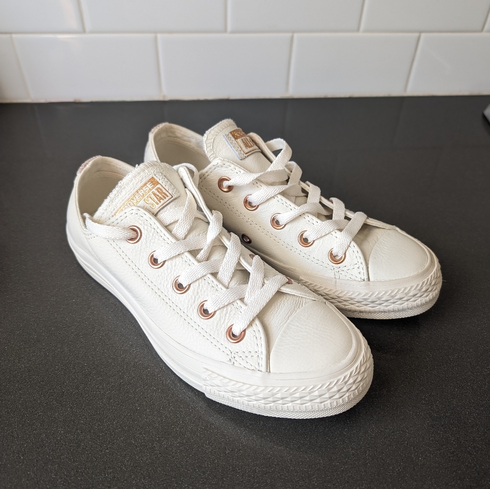 Limited Edition Cream & Rose Gold Leather Converse